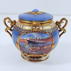 Vintage Ardleigh Elliott Titanic The Smoking Room Musical Porcelain Trinket Box